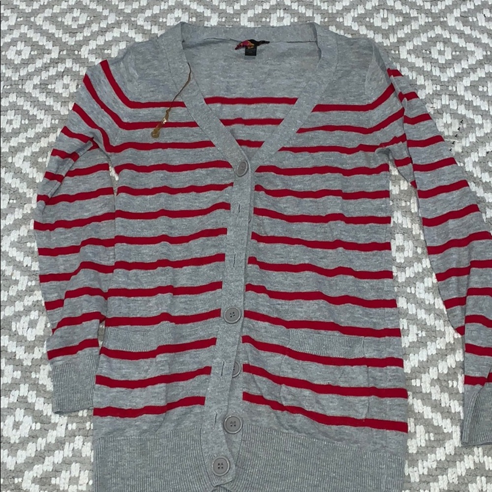 Red and gray Cardigan